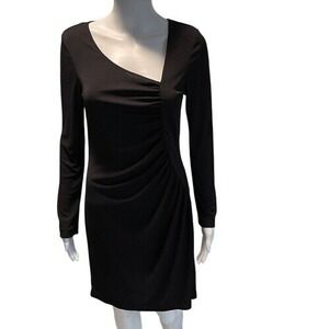 BCBG Paris Black Ruched V Neck Mini Dress M